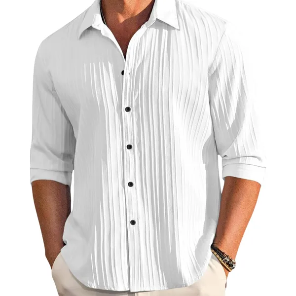 White_Premium_Pure_Cotton_Popcorn_Shirt_For_Men
