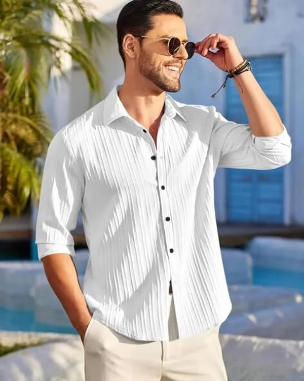 White_Premium_Pure_Cotton_Popcorn_Shirt_For_Men