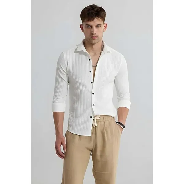 White_Premium_Cotton_Blend_Casual_Shirt_For_Men