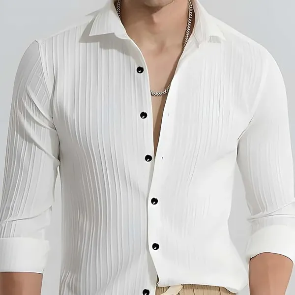 White_Premium_Cotton_Blend_Casual_Shirt_For_Men