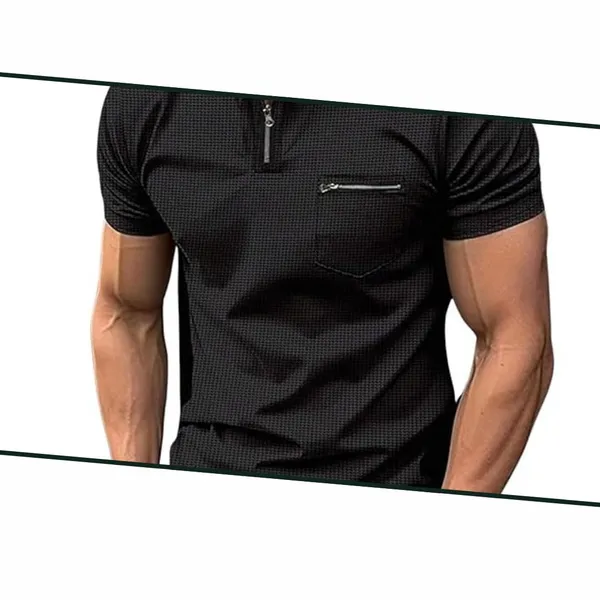 Black_Premium_Cotton_Blend_Waffle_T-Shirt_For_Men