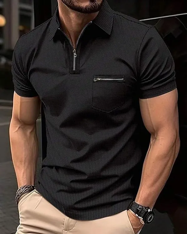 Black_Premium_Cotton_Blend_Waffle_T-Shirt_For_Men