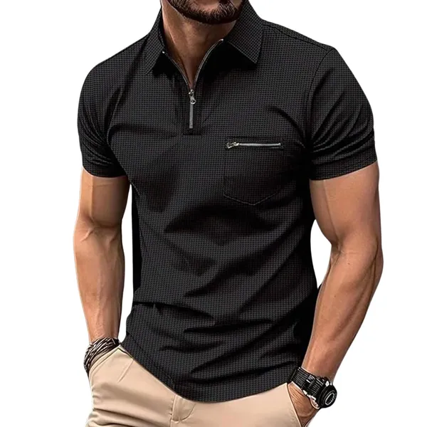 Black_Premium_Cotton_Blend_Waffle_T-Shirt_For_Men