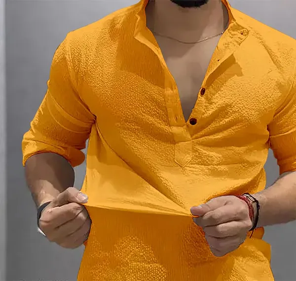Yellow_Premium_Cotton_Kurta_Shirt_For_Men