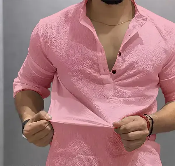 Pink_Premium_Cotton_Kurta_Shirt_For_Men