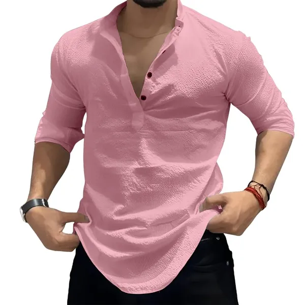Pink_Premium_Cotton_Kurta_Shirt_For_Men