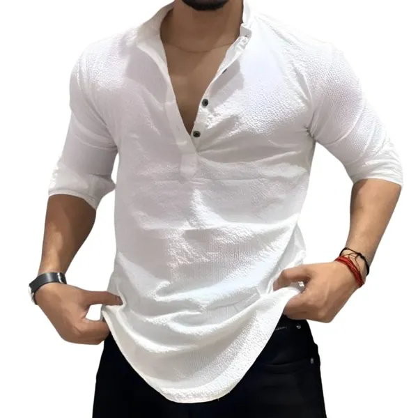 White_Premium_Cotton_Kurta_Shirt_For_Men