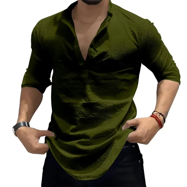 Green_Premium_Cotton_Kurta_Shirt_For_Men