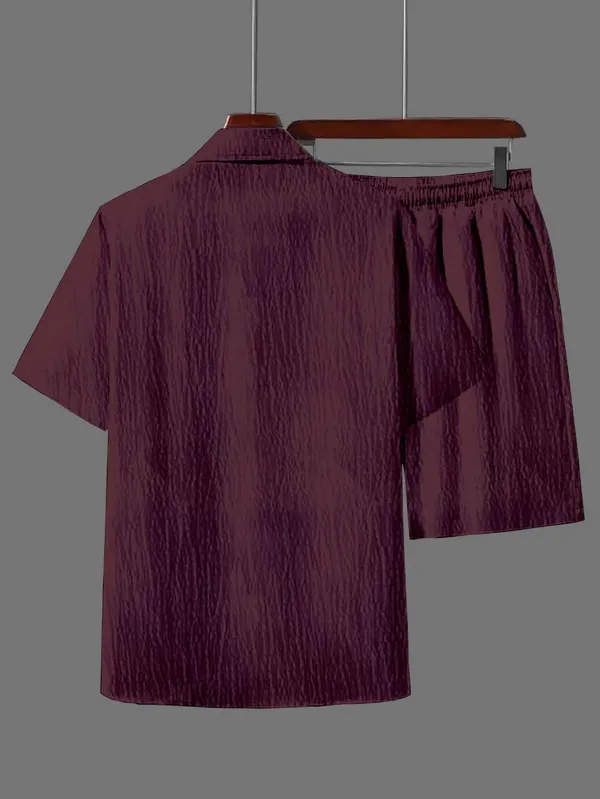 Maroon_Premium_Pure_Cotton_Shirt_&_Shorts_Combo_For_Men
