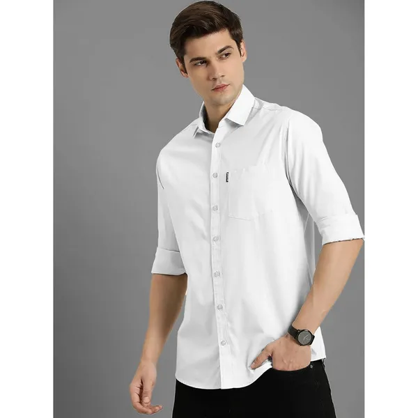 White_Premium_Cotton_Blend_Casual/Formal_Shirt_For_Men