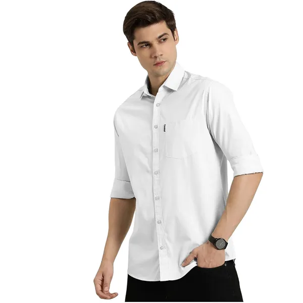 White_Premium_Cotton_Blend_Casual/Formal_Shirt_For_Men