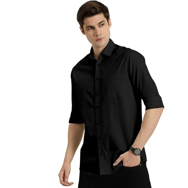Black_Premium_Cotton_Blend_Casual/Formal_Shirt_For_Men