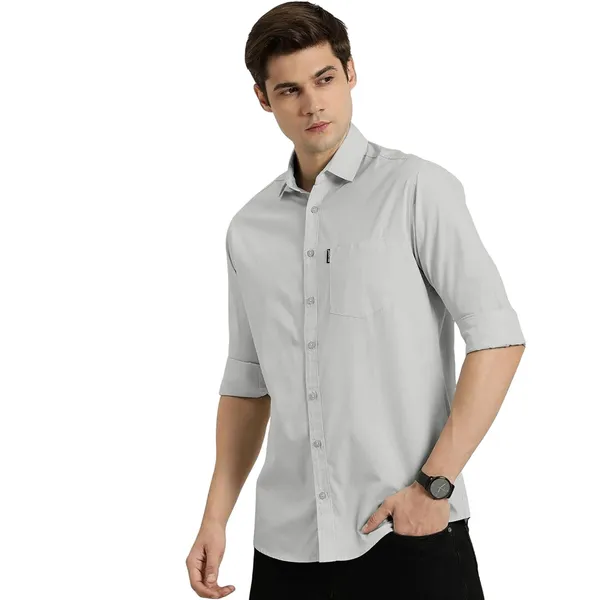 Grey_Premium_Cotton_Blend_Casual/Formal_Shirt_For_Men