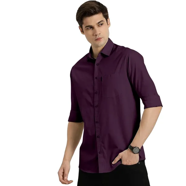 Wine_Premium_Cotton_Blend_Casual/Formal_Shirt_For_Men