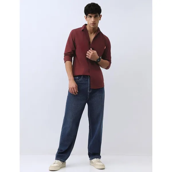 Maroon_Premium_Cotton_Blend_Western_Shirt_For_Men