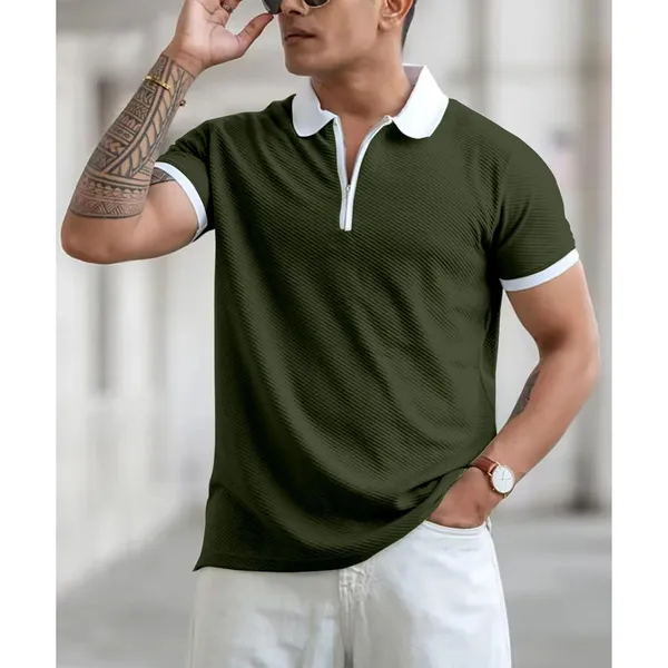Green_Premium_Poly_Cotton_Polo_T-Shirt_For_Men