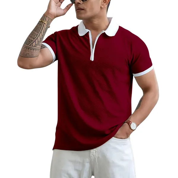 Maroon_Premium_Poly_Cotton_Polo_T-Shirt_For_Men