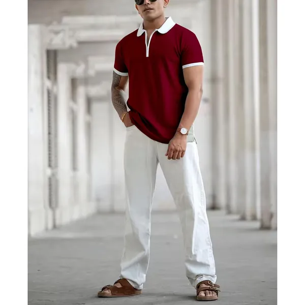 Maroon_Premium_Poly_Cotton_Polo_T-Shirt_For_Men