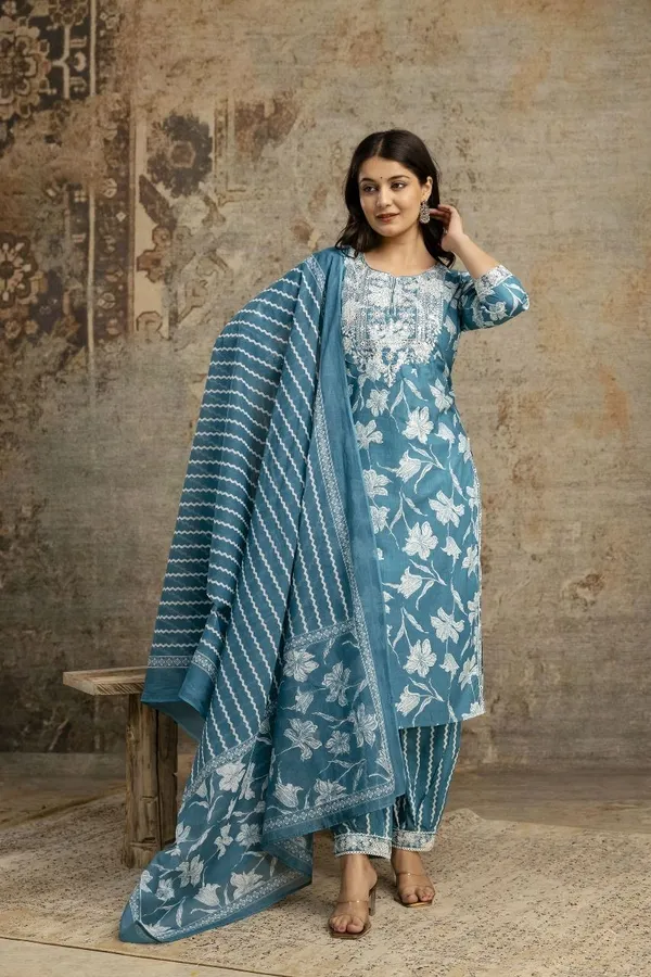 Light_Blue_Cotton_Regular_Kurta,_Salwar_&_Dupatta_Set_For_Women