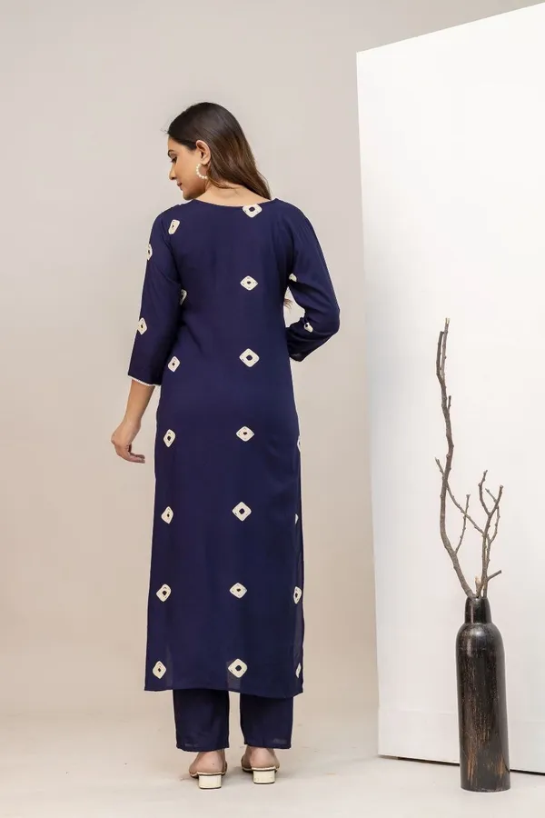 Navy_Blue_Rayon_Regular_Kurta,_Trouser/Pant_Set_For_Women