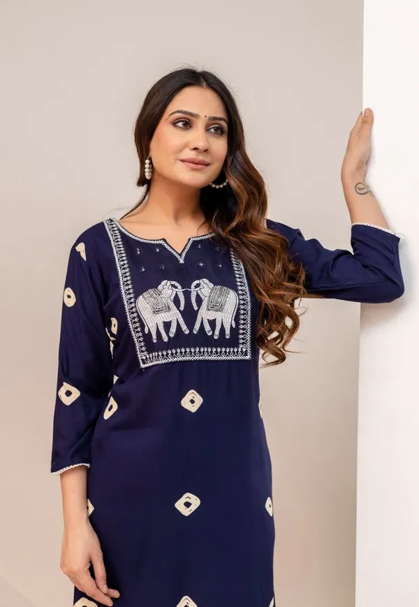 Navy_Blue_Rayon_Regular_Kurta,_Trouser/Pant_Set_For_Women
