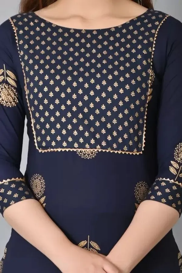 Dark_Blue_&_Pink_Rayon_Regular_Kurta,_Trouser/Pant_&_Dupatta_Set__Combo_For_Women
