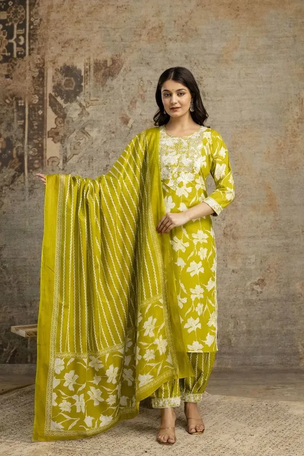Light_Blue_&_Yellow_Cotton_Regular_Kurta,_Salwar_&_Dupatta_Combo_Set_For_Women