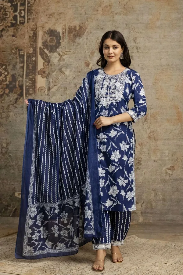 Blue_Cotton_Regular_Kurta,_Salwar_&_Dupatta_Set_For_Women