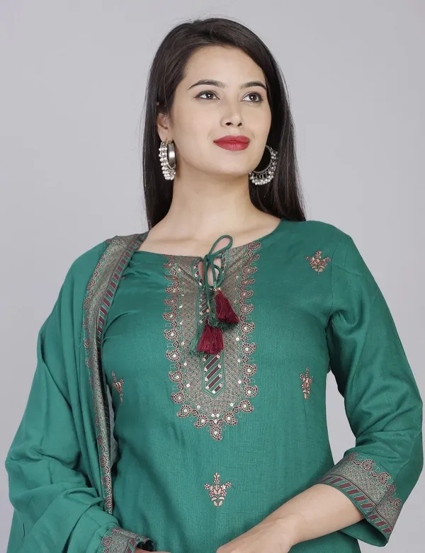 Green_Rayon_Regular_Kurta,_Sharara_&_Dupatta_Set_For_Women
