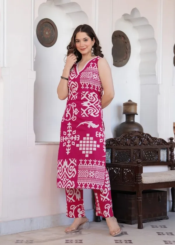 Pink_Cotton_Blend_Kurti_Set_For_Women