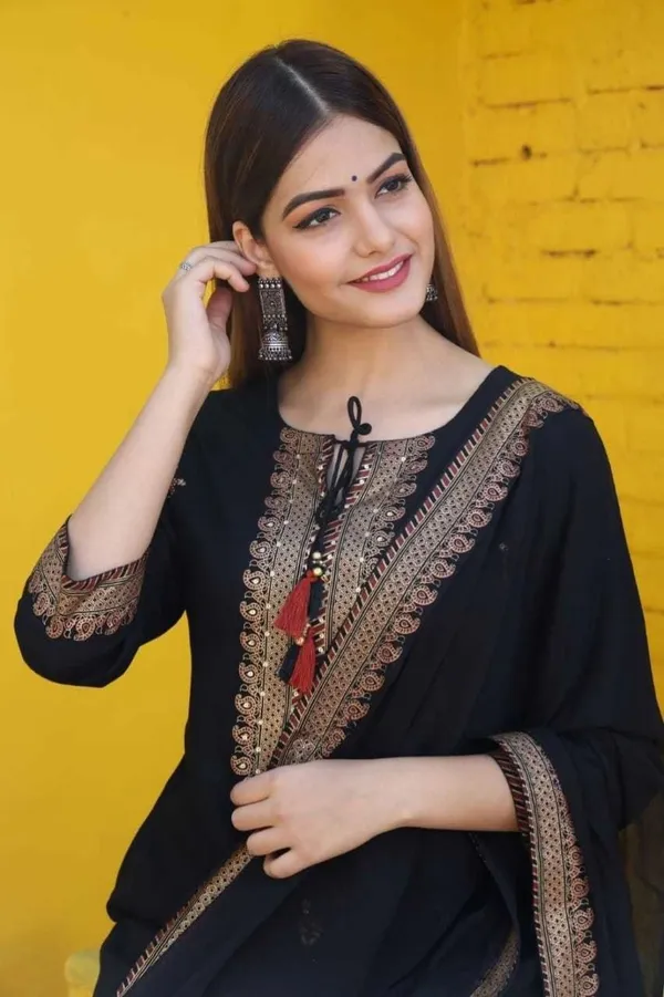 Black_Rayon_Regular_Kurta,_Sharara_&_Dupatta_Set_For_Women