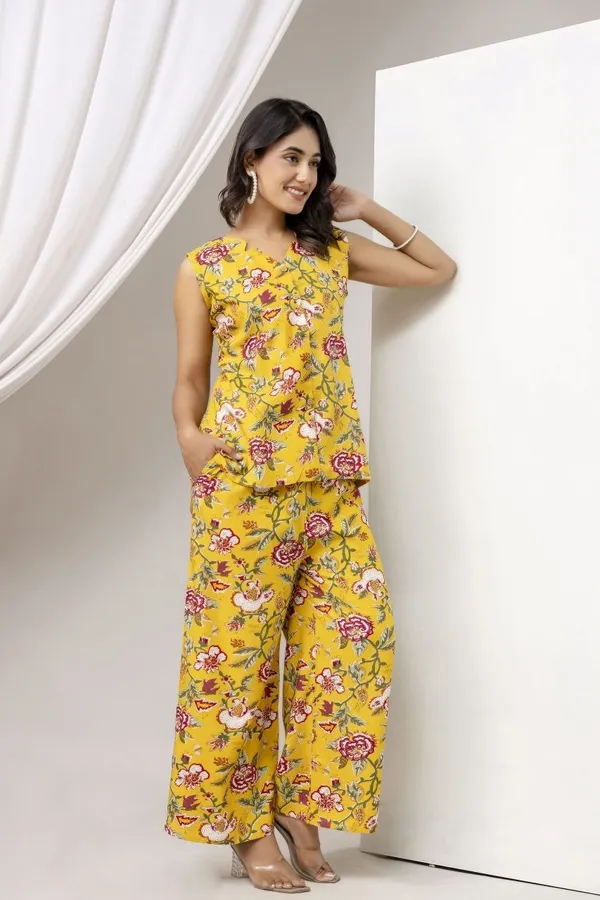 Yellow_Viscose_Rayon_Co-ords_For_Women