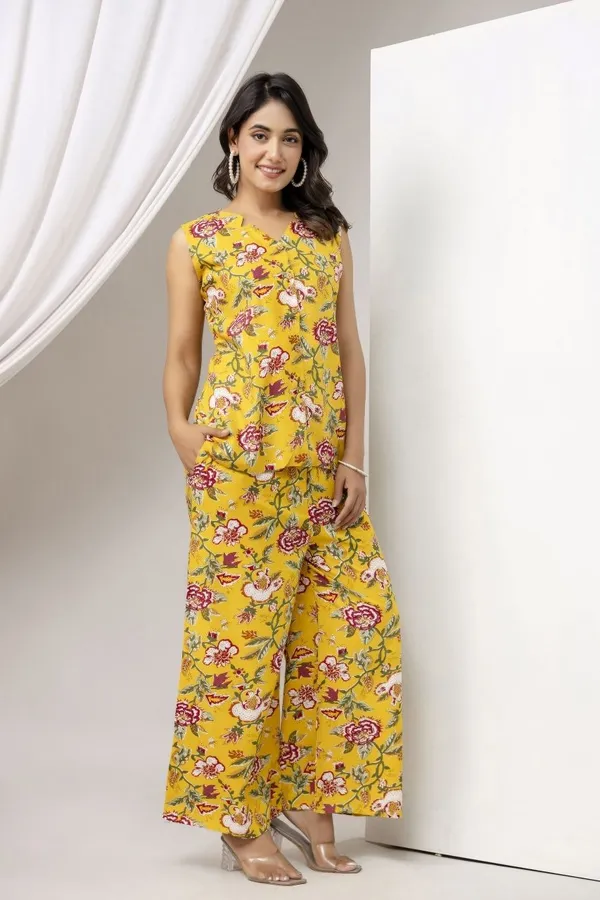 Yellow_Viscose_Rayon_Co-ords_For_Women