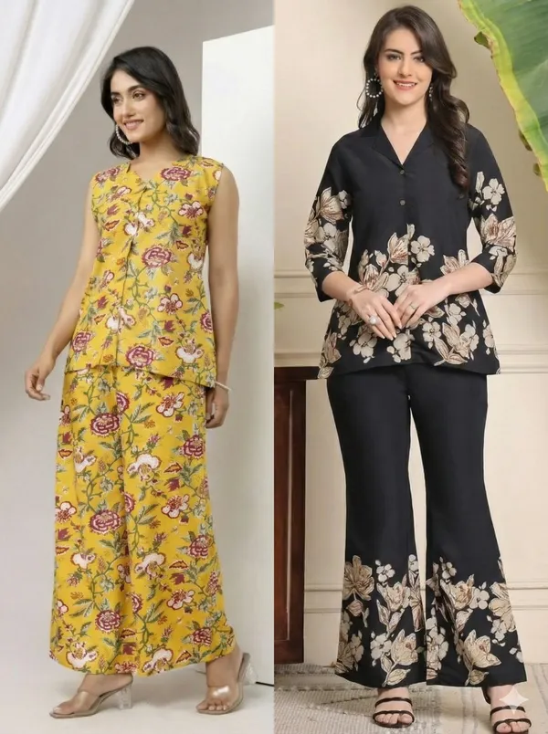 Black_and_Yellow_Viscose_Rayon_Co-ords_For_Women