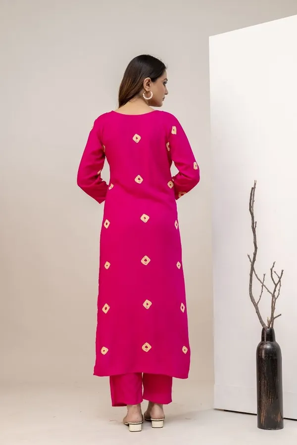 Pink_Rayon_Regular_Kurta,_Trouser/Pant__Set_For_Women