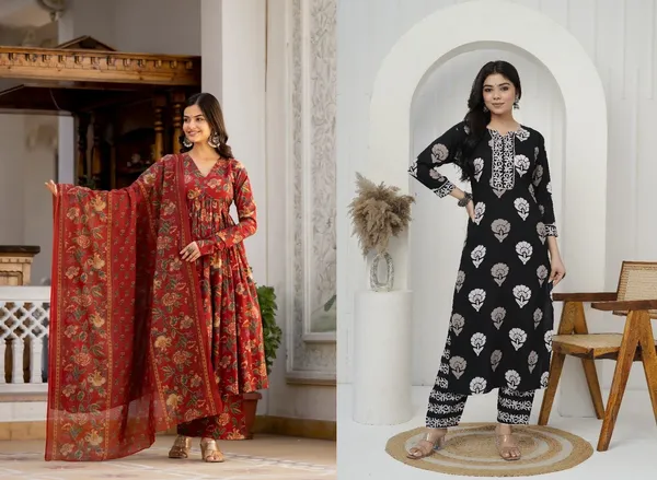 Maroon_&_Black_Rayon_Regular_Kurta,_Palazzo_&__Salwar_,Dupatta_Set_Combo_For_Women