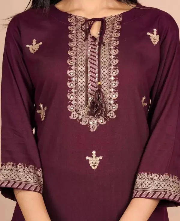 Maroon_Rayon_Regular_Kurta,_Palazzo_&_Dupatta_Set_For_Women