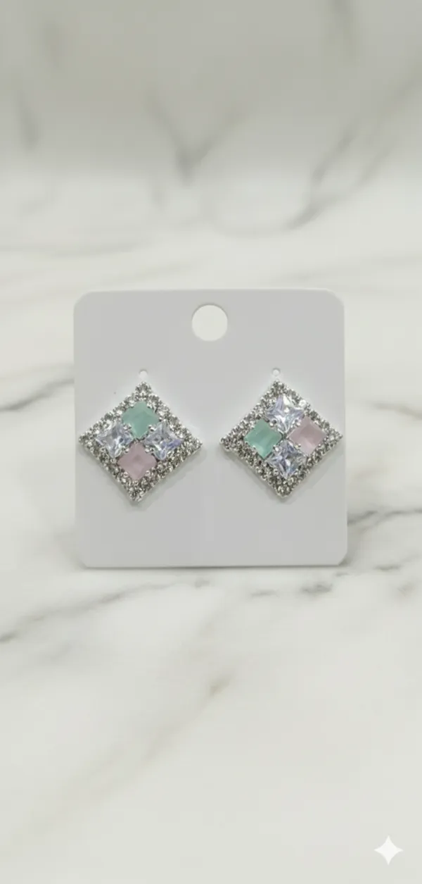 Mint_Pink_Square_Studs_For_Girls