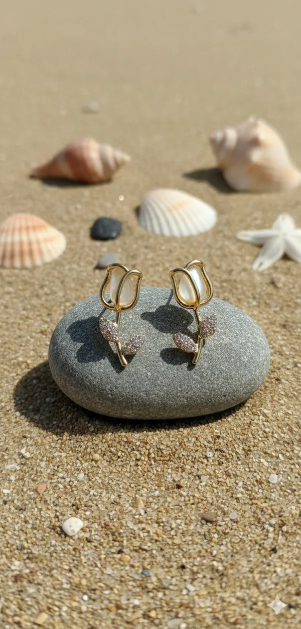 Golden_Lily_Stud_Earrings_For_Women