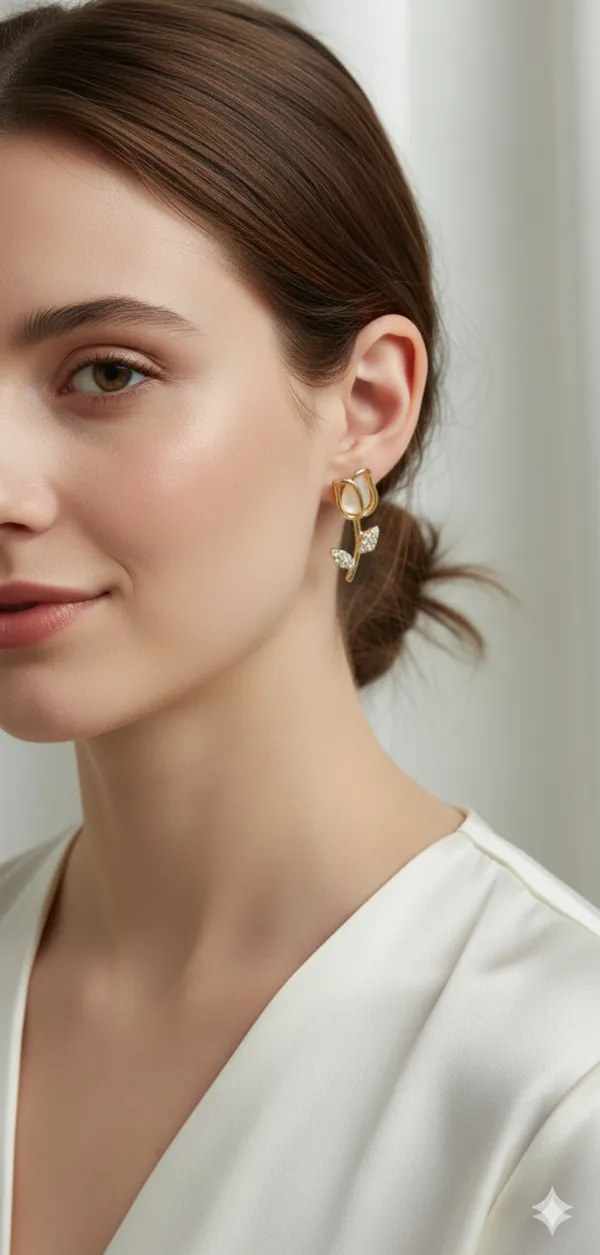 Golden_Lily_Stud_Earrings_For_Women