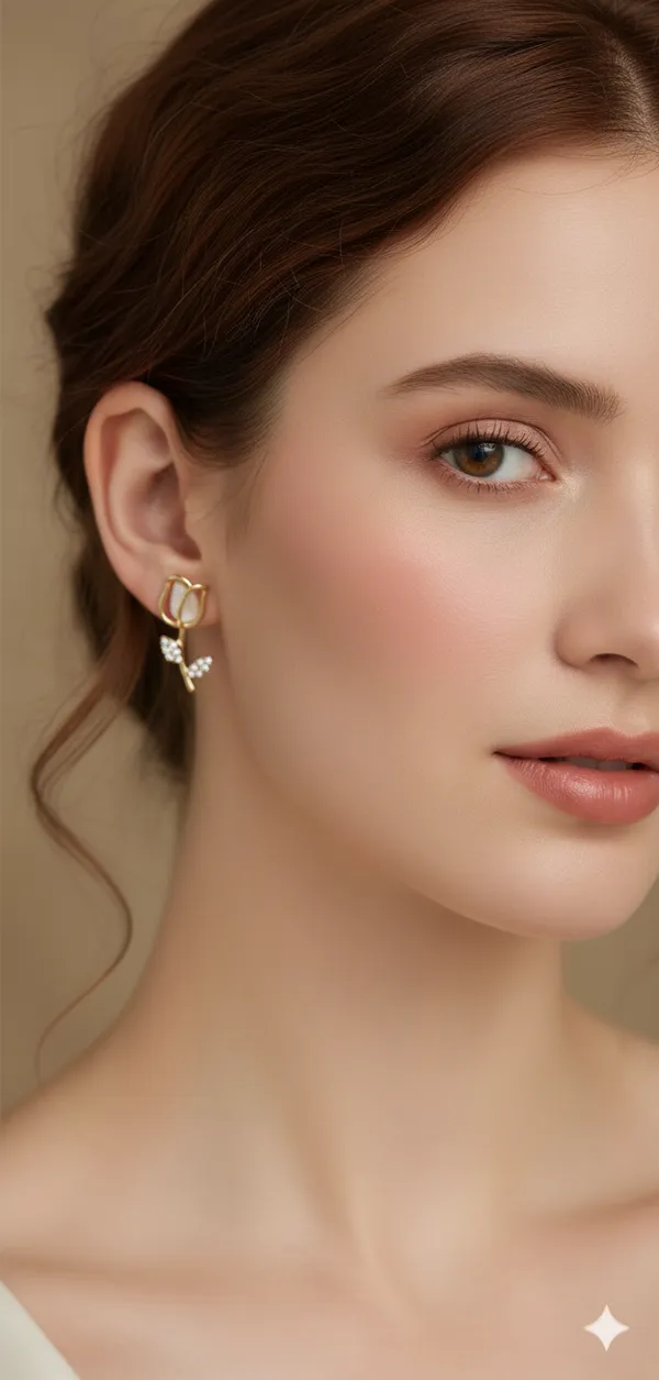 Golden_Lily_Stud_Earrings_For_Women