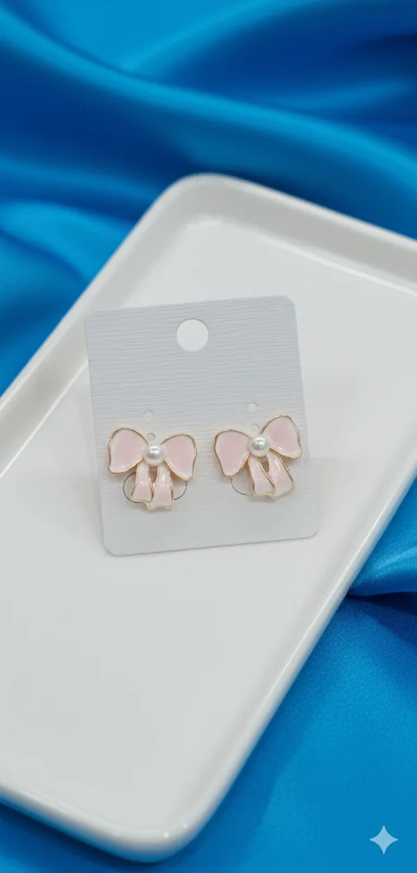 Pink_&_Ivory_Pearls_The_Ballet_Slipper_Bows_Korean_Earrings_For_Women_And_Girls