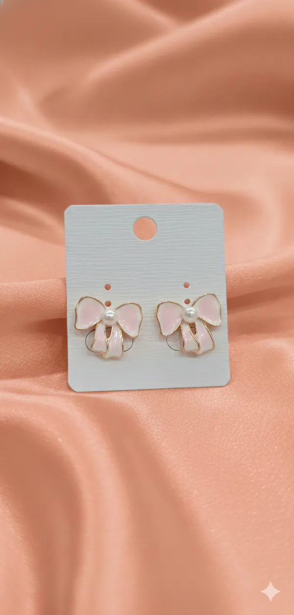 Pink_&_Ivory_Pearls_The_Ballet_Slipper_Bows_Korean_Earrings_For_Women_And_Girls