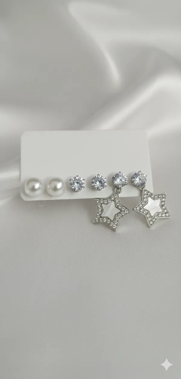 Silver_Pearls_Starlight_Trilogy_Earrings_For_Women_And_Girls