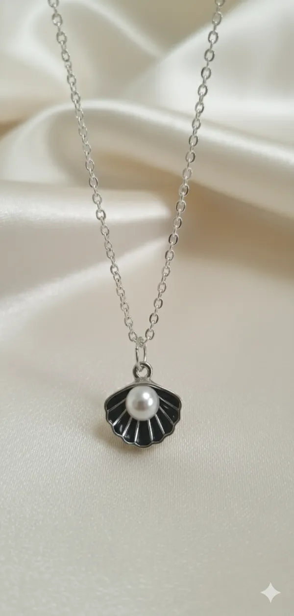 Silver_Stainless_Steel_Pearl_Cove_Neckpeice_For_Women_And_Girls