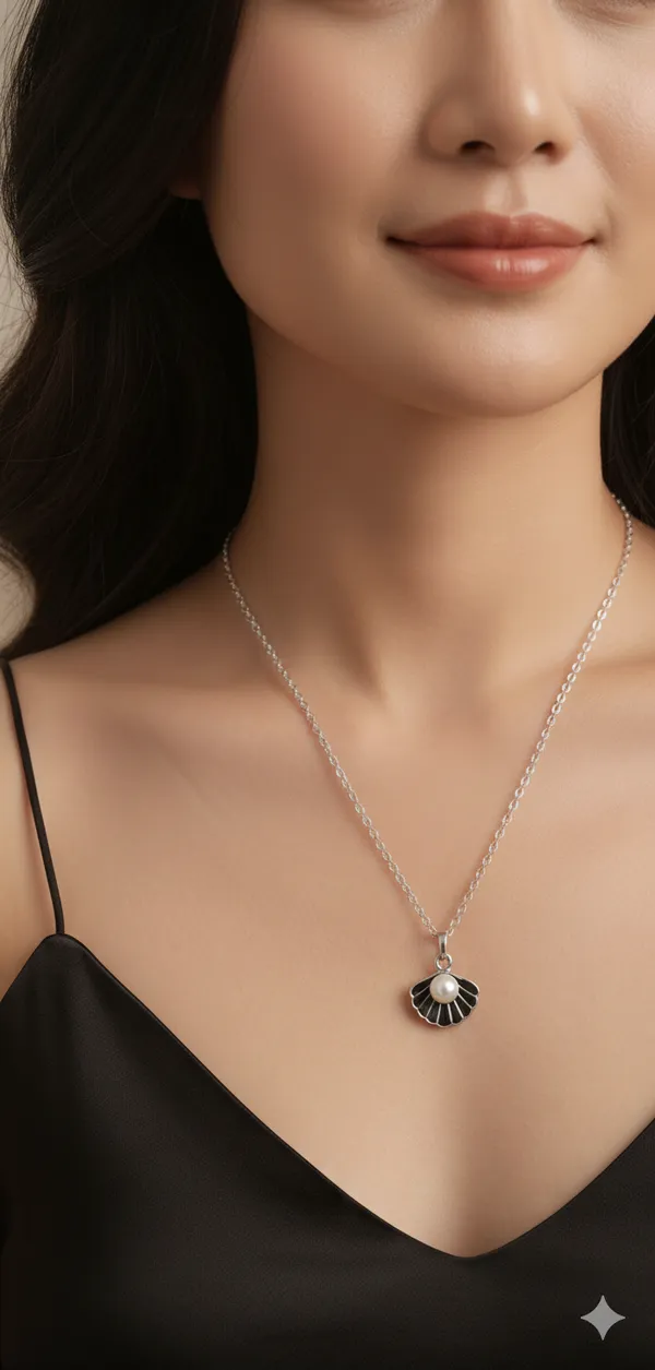 Silver_Stainless_Steel_Pearl_Cove_Neckpeice_For_Women_And_Girls