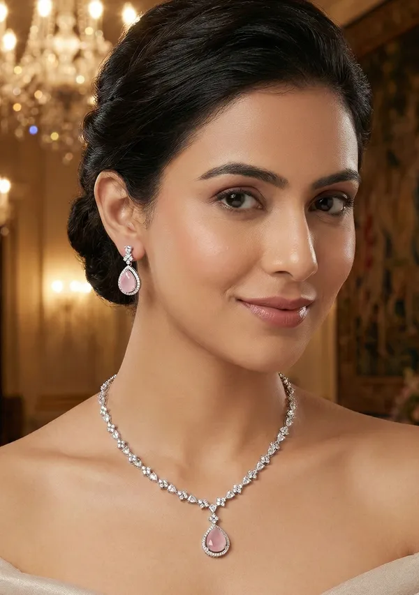 Silver_Pink_Elegant_Jewellery_set