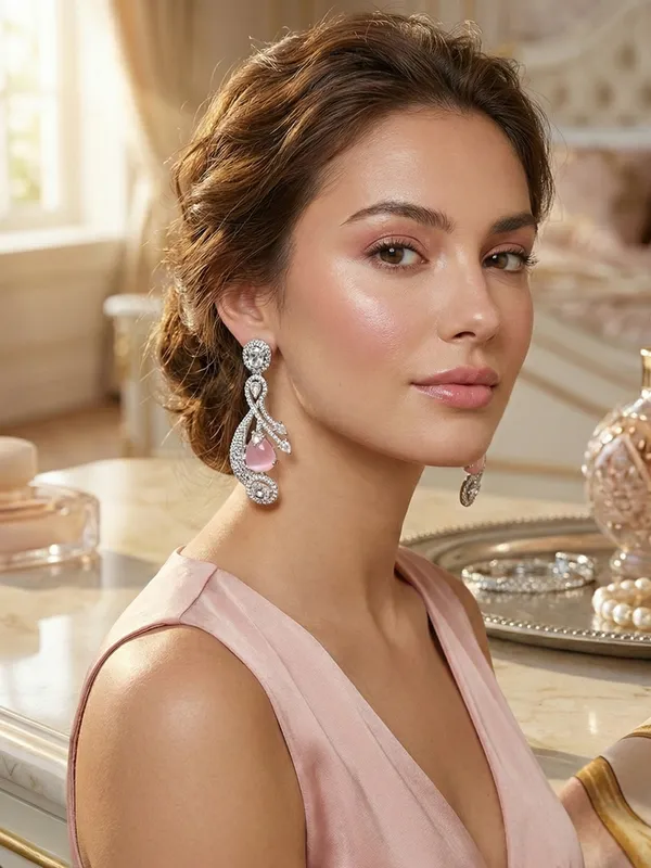 Pink_Alloy_Elegant_Earrings_For_Women