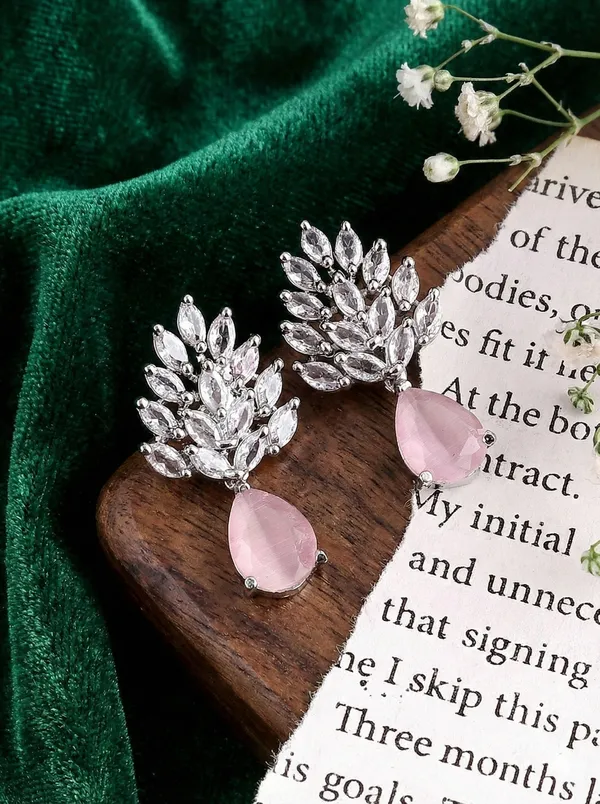 Pink_Stoned_Silver_Plated_Fashionable_Earrings_For_Women
