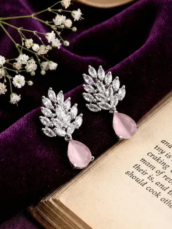 Pink_Stoned_Silver_Plated_Fashionable_Earrings_For_Women